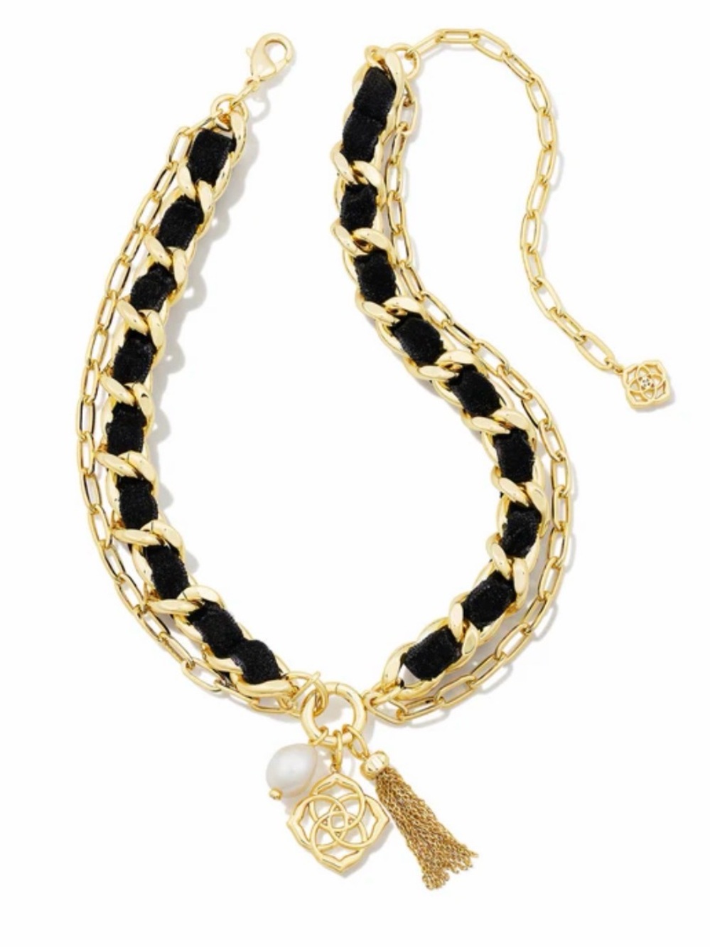 Kendra Scott Everleigh Gold Velvet Necklace in Black